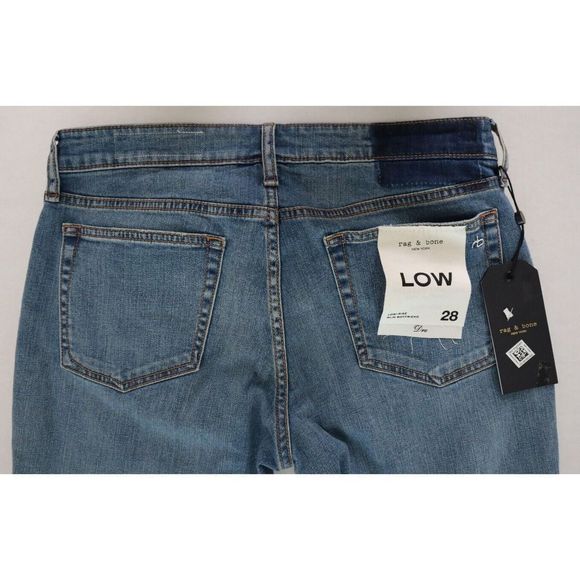 Rag & Bone Women's Sz 28 Blue Dre Low-Rise Raw Hem Slim Boyfriend Jeans $225 - Picture 4 of 6